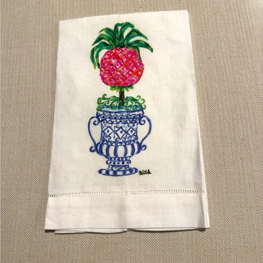 Ginger Jar/Topiary linen tea towel